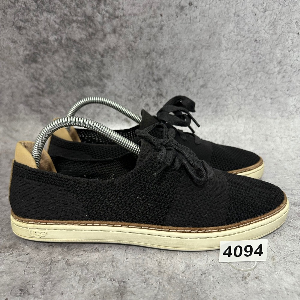 UGG Pinkett Lace Up Sneakers Womens 9.5 Black Hyperweave Mesh Leather 1016754